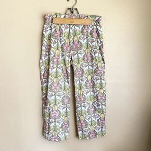 Vintage Selene Sport Size 10 Cotton Paisley Floral Pedal Pushers Pants Pink 90s